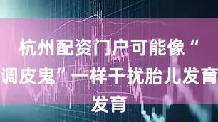 杭州配资门户可能像“调皮鬼”一样干扰胎儿发育